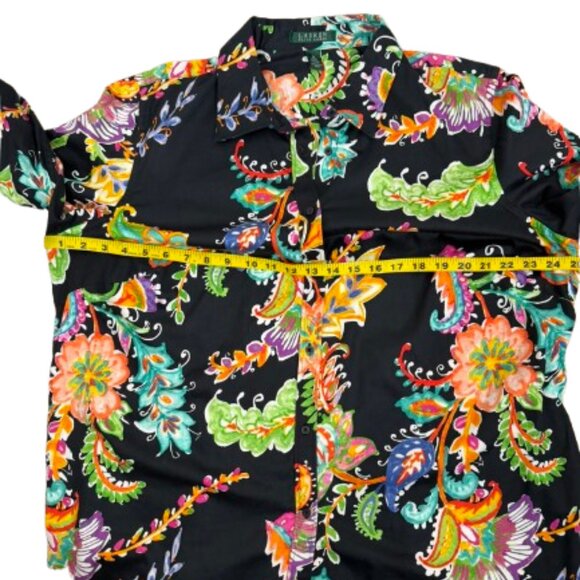 Lauren‎ Ralph Lauren Colorful Paisley Floral Shirt 3/4 Sleeve Size 2X Worn Once - Picture 6 of 7